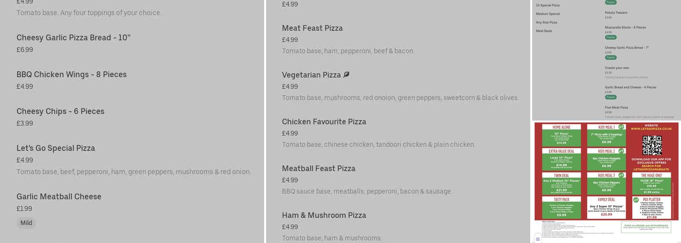 Let's Go Pizza Menu