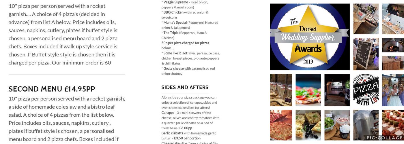 Pizza with Love Menu