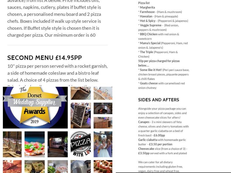 Pizza with Love Menu