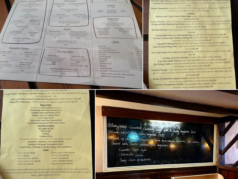 Foresters Arms Menu