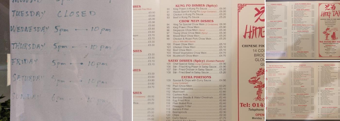 Hing Tai Menu