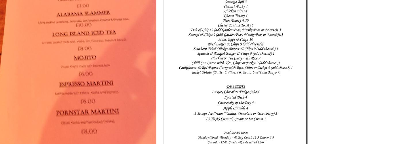 Crown and Anchor Menu