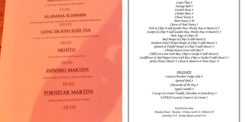 Crown and Anchor Menu