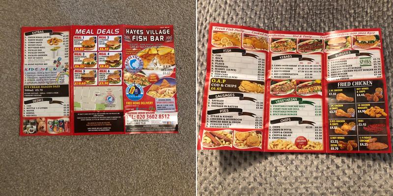 Hayes Village Fish Bar Menu