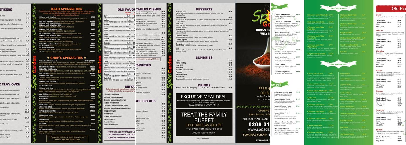 Spice Garden - Bromley Menu