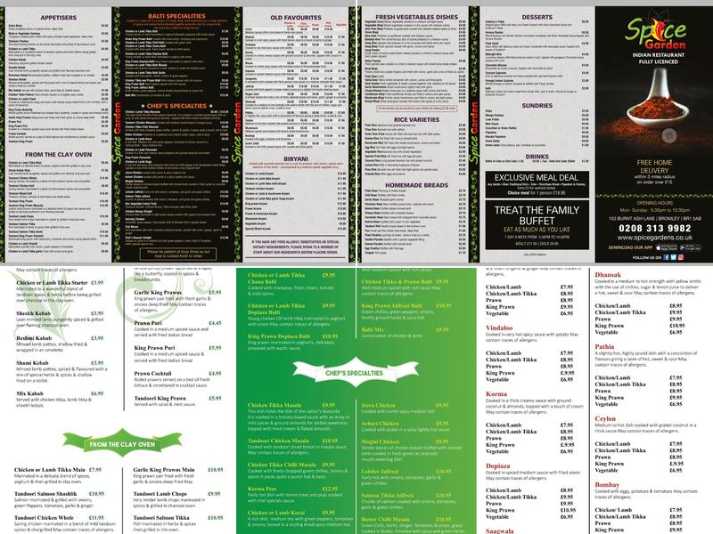 Spice Garden - Bromley Menu