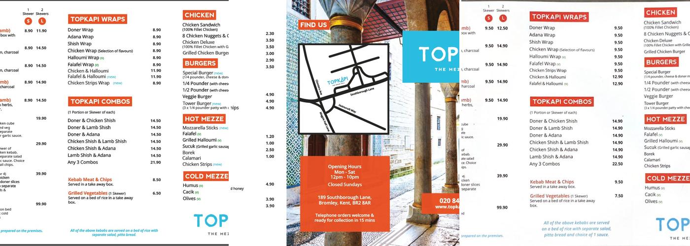 Topkapi Meze Grill Menu