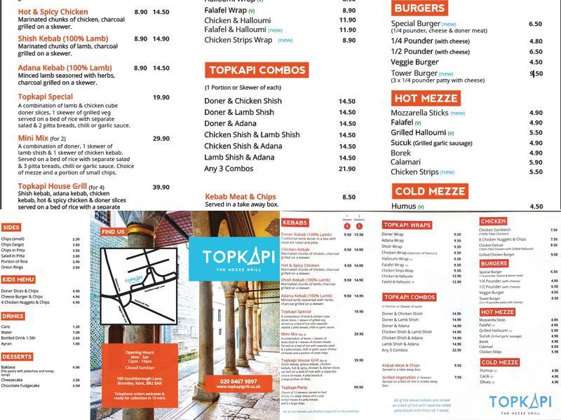 Topkapi Meze Grill Menu