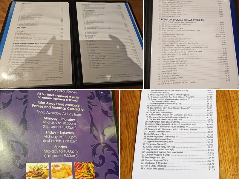 Crown of Bromley Menu