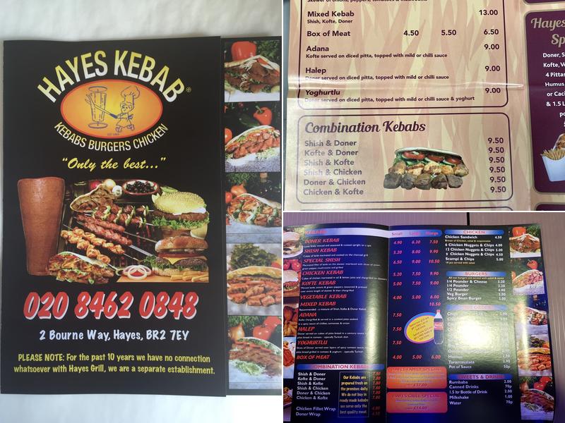 Hayes Kebab Menu