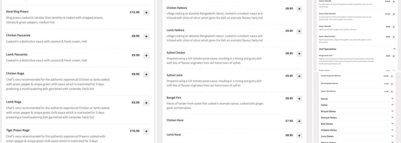 India Village Bromley Menu