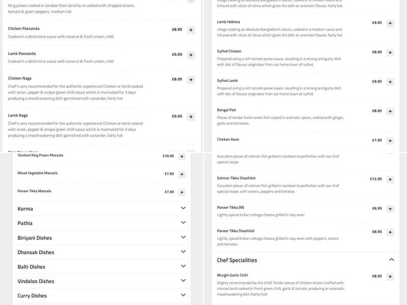 India Village Bromley Menu