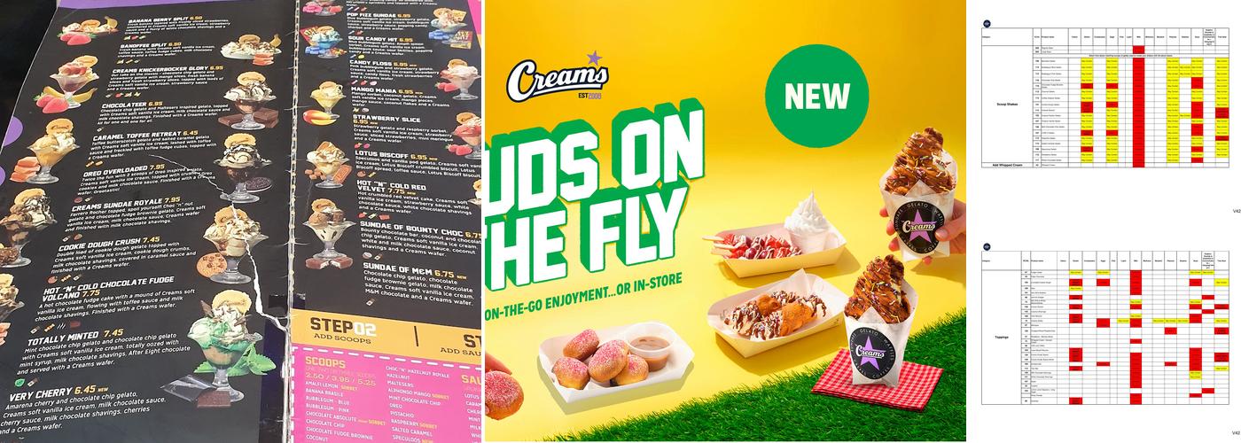 Creams Cafe Bromley Menu