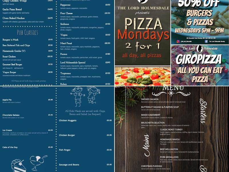 The Lord Holmesdale Bromley Menu