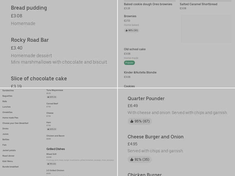 Georges Bromley Menu