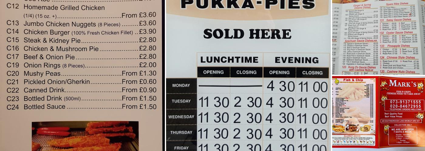 Marks Fish & Chips and Chinese Take Away Menu