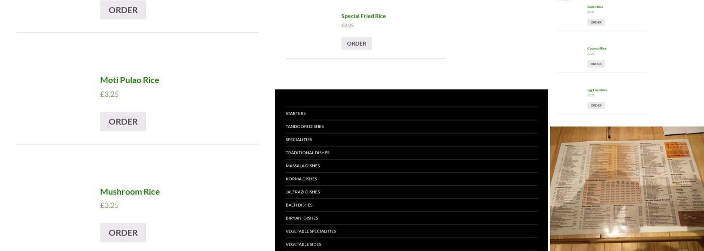 Shortlands Tandoori Menu