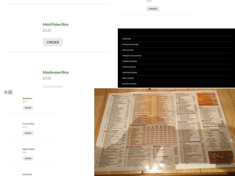 Shortlands Tandoori Menu