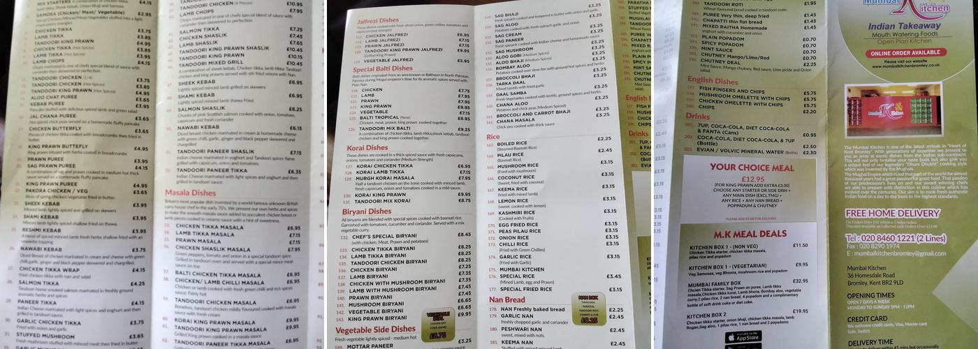 Mumbai Kitchen Menu