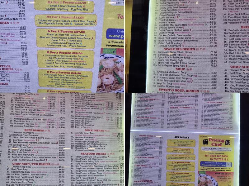Peking Chef Menu