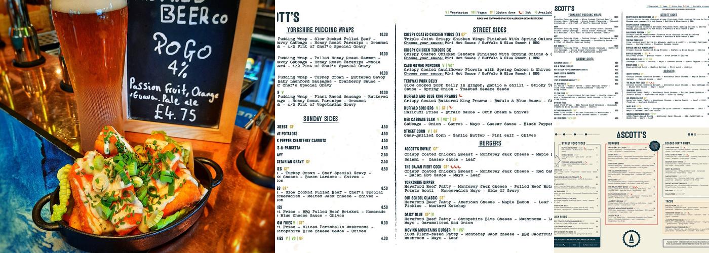 Ascotts Bromsgrove Menu