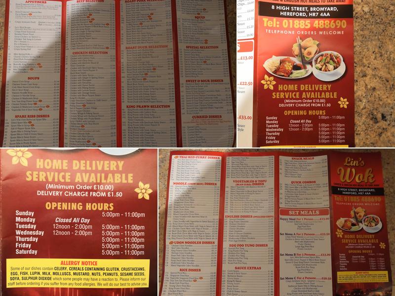 Lin's Wok Menu