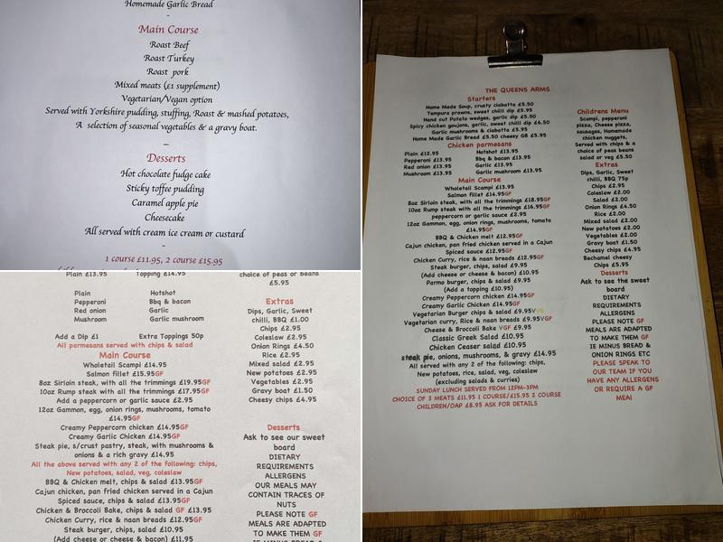 The Queens Arms Menu