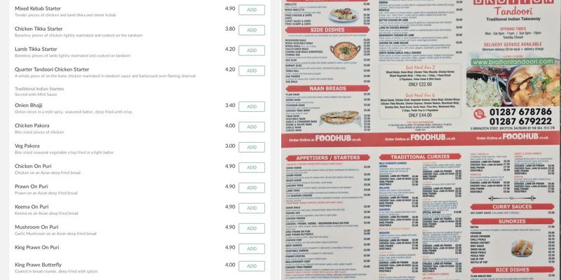 Brotton Tandoori Menu