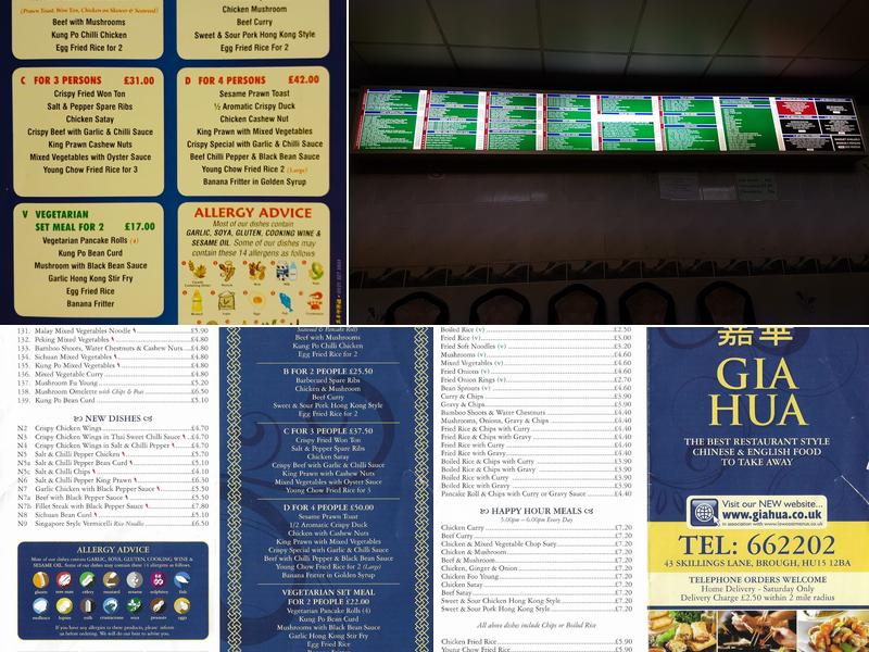 Gia Hua Chinese Takeaway Menu