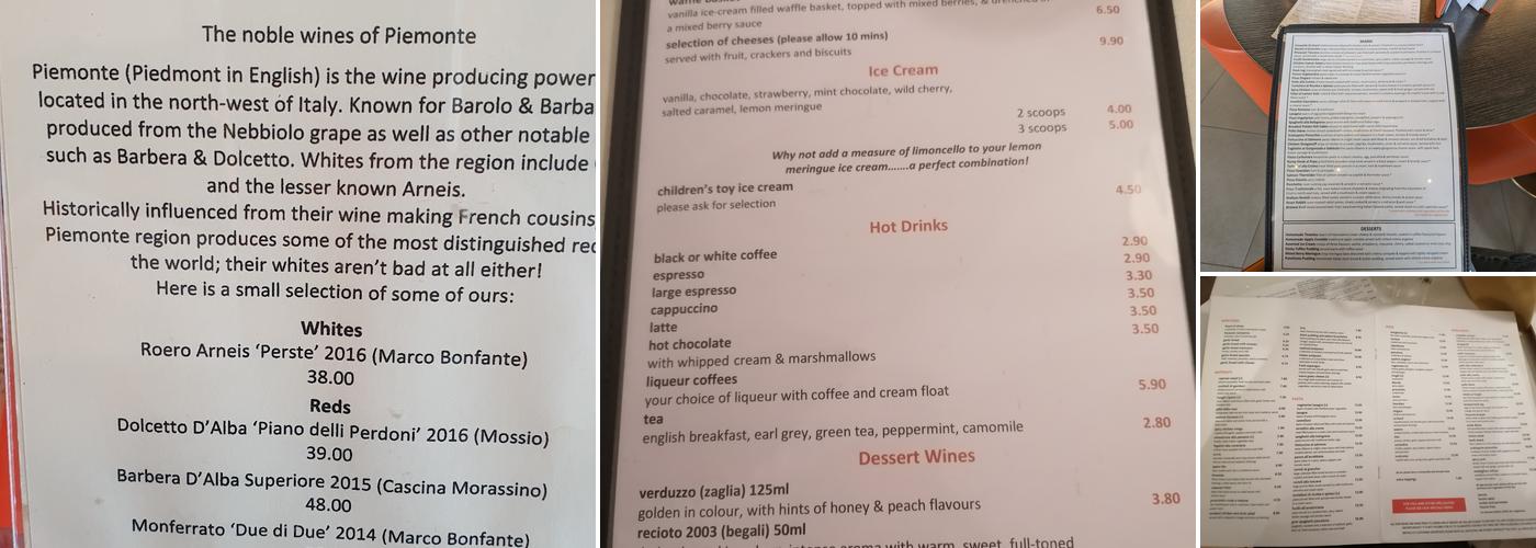 The Italian Orchard Menu