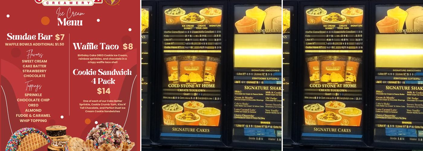 Cold Stone Creamery Menu