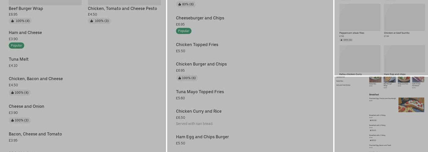 Cafe 8 & Burger Boys Gwent Menu