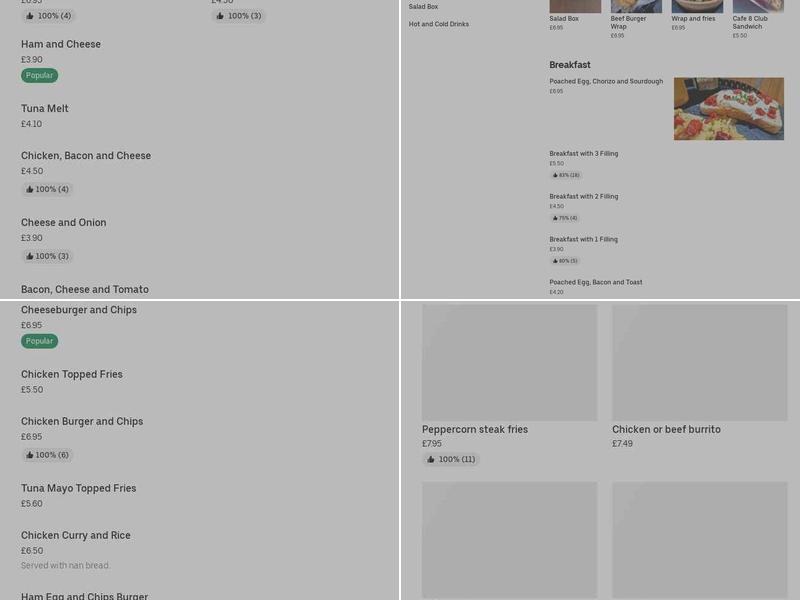 Cafe 8 & Burger Boys Gwent Menu