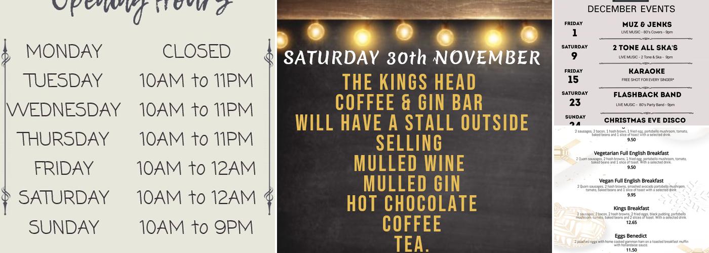 The Kings Head Coffee & Gin Bar Menu