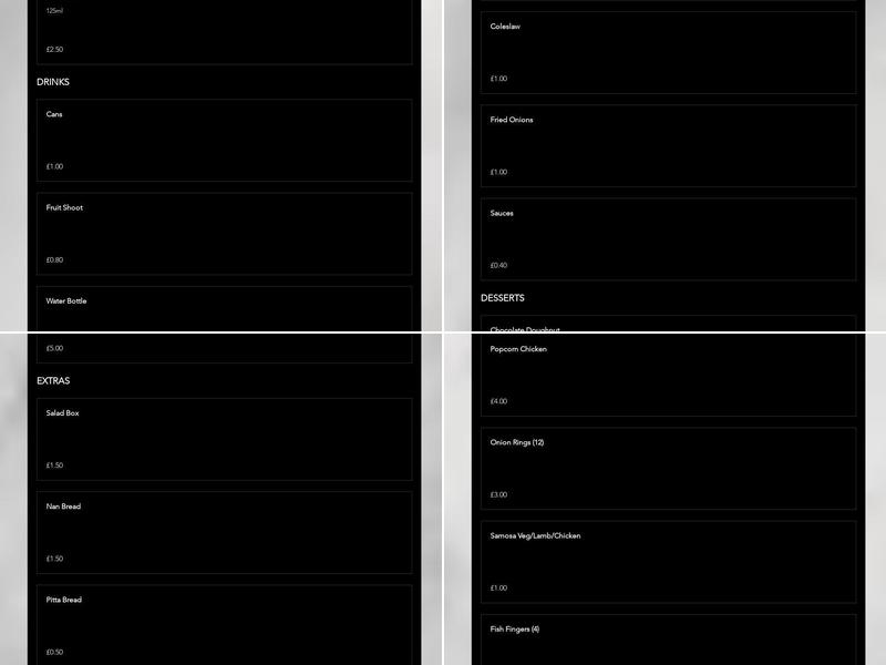 Desperate Dan's Menu