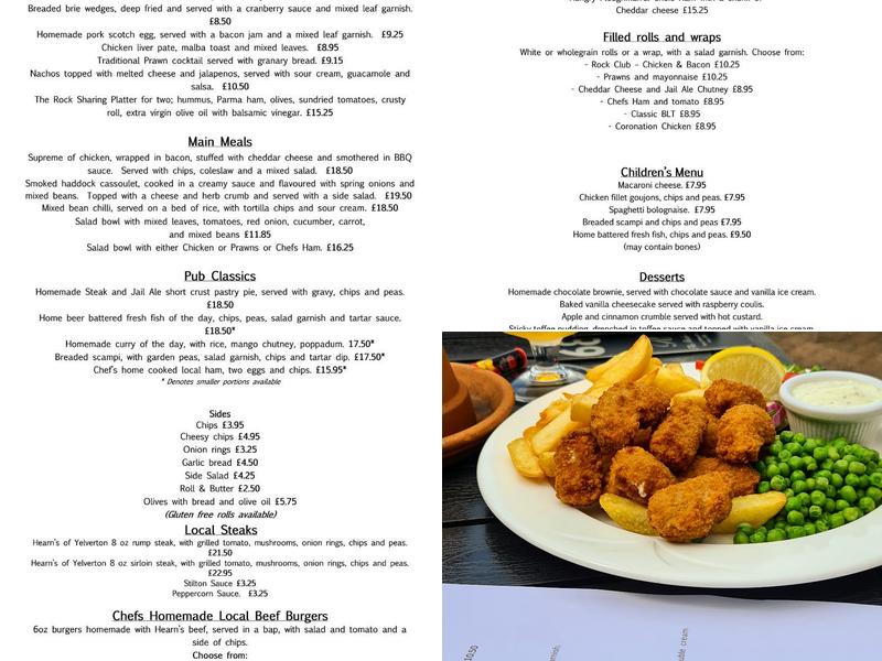The Rock Inn Menu