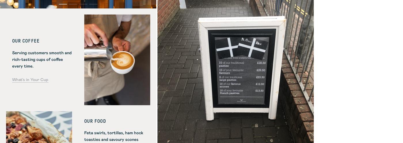 The Cornish Bakery Menu