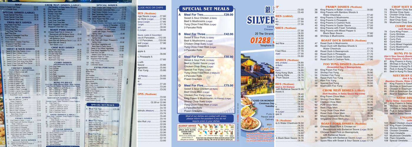 Silver River Menu