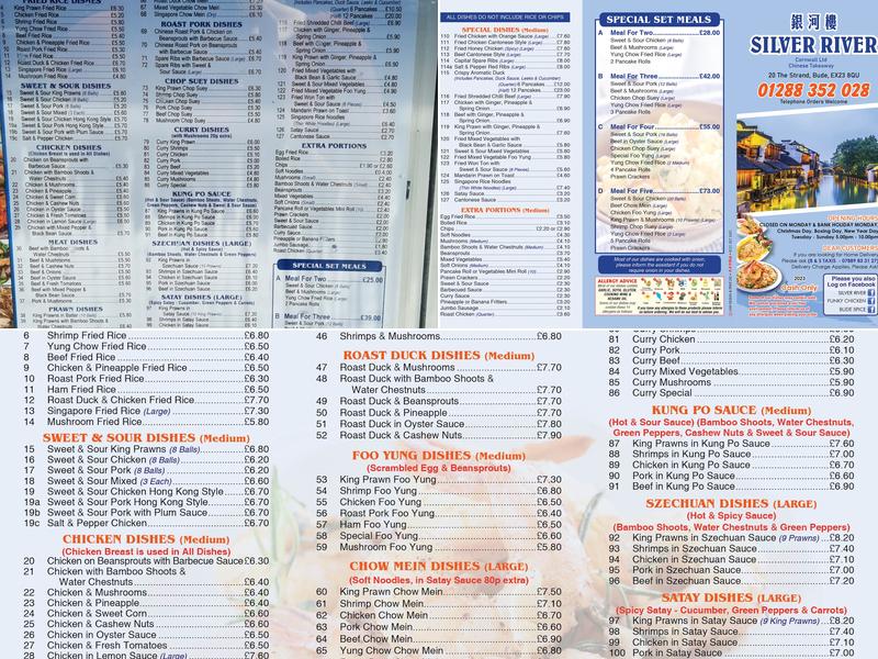 Silver River Menu