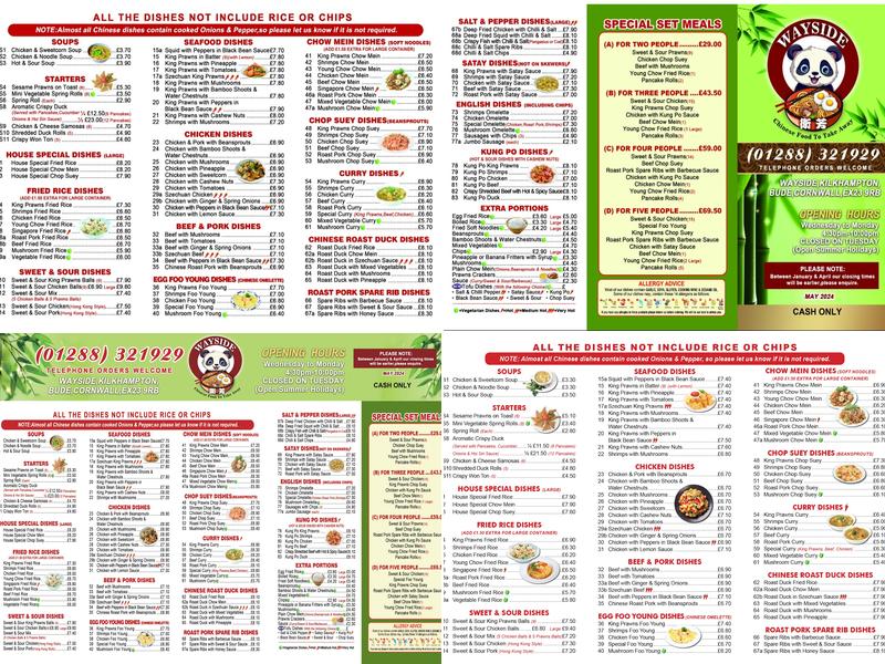 Wayside Chinese Takeaway Menu