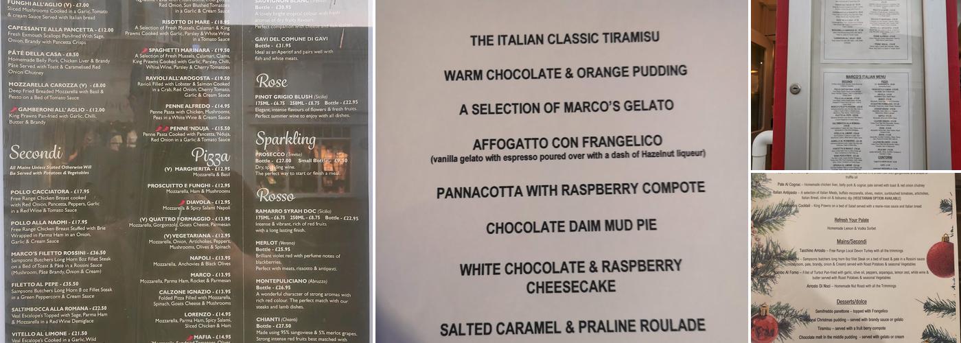 Marco's Italian Restaurant Menu