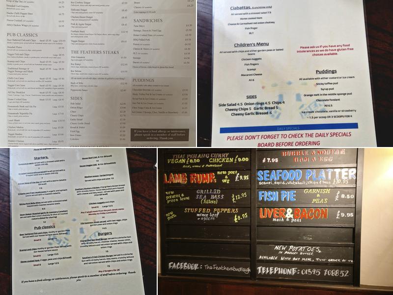 The Feathers Hotel Menu