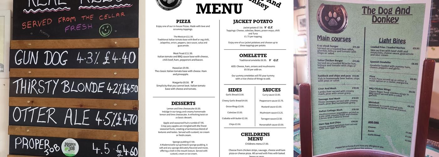 The Dog and Donkey Inn Menu