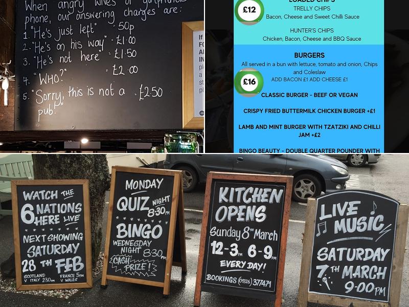 The Trelowarren Arms Menu