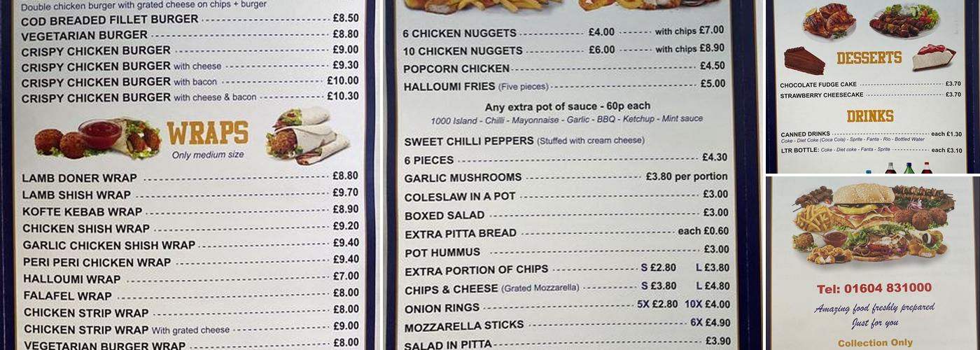 The Village Takeaway Menu