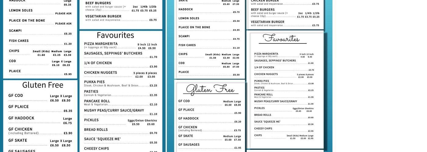 Pex Fish & Chip Shop Menu