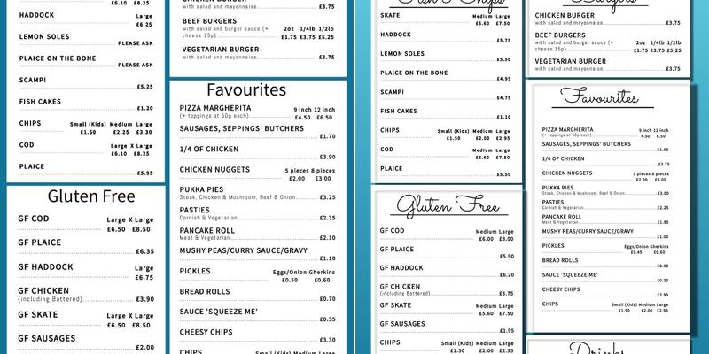 Pex Fish & Chip Shop Menu