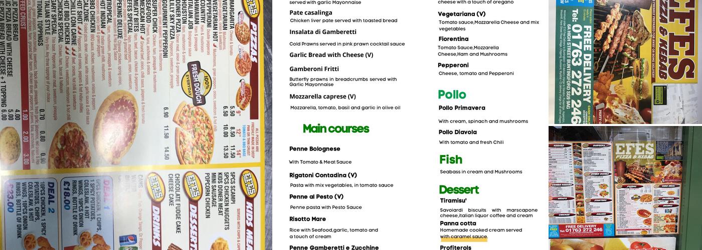 Efes Kebab Menu