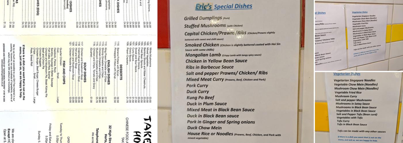 Take Away House Menu