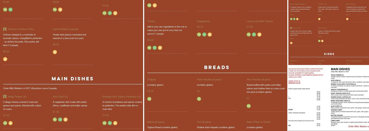 The Indian Spice Kitchen Menu